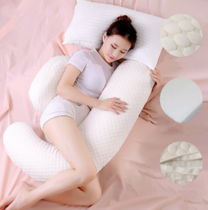U-shaped body pillow, in use