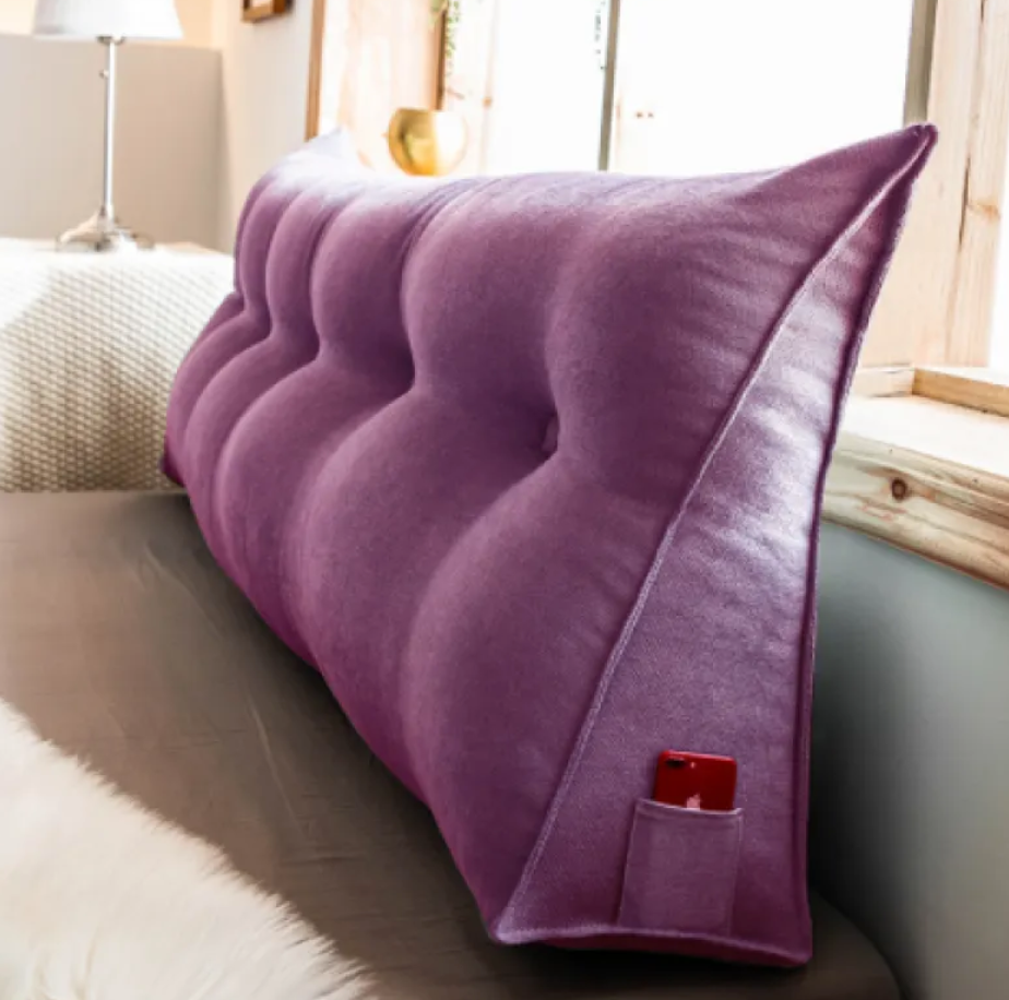 Tufted triangle backrest cushion, purple velvet