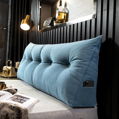 Tufted backrest cushion, side pocket detail
