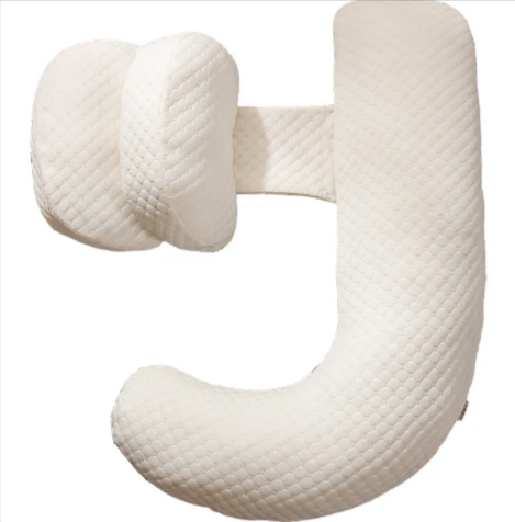 U-shaped body pillow in use, side view