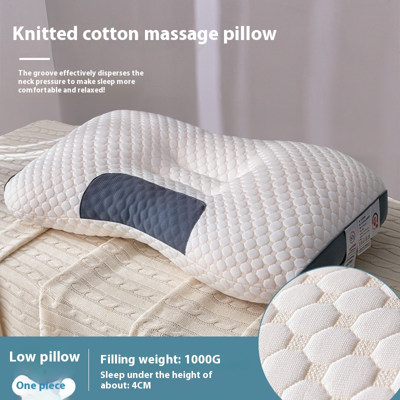Cervical pillow knitted cotton cover close-up
