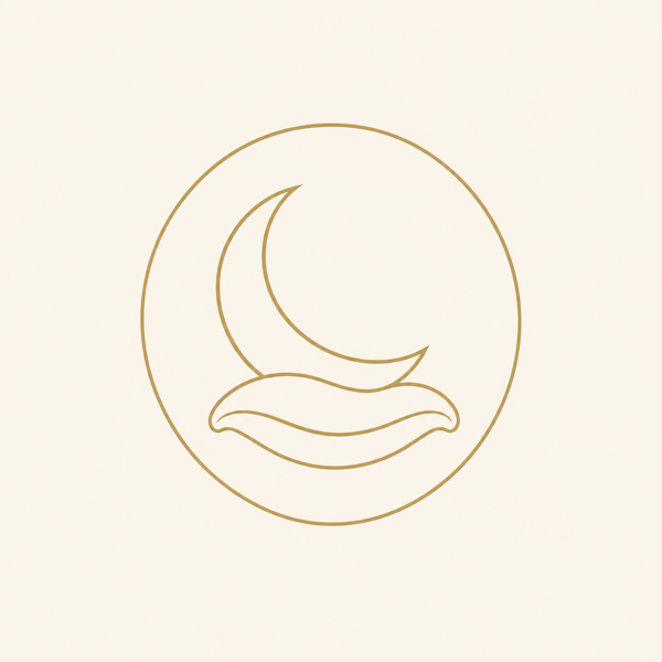 Muzzara logo — crescent moon and cushion mark